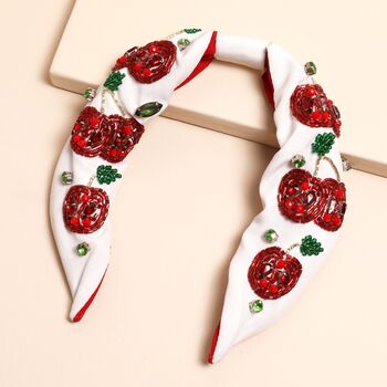 Beaded White Cherry Headband, 2 of 3