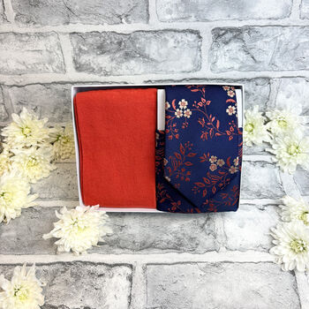 Burnt Orange Floral Wedding Tie Set, 2 of 6