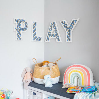 Felt Pom Pom Ball Filled Wooden 'Play' Sign, 3 of 7