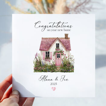 Personalised New Home Card Pink House Design, 2 of 2
