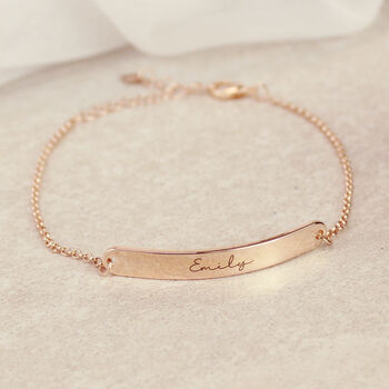 Personalised Rose Gold Tone Bar Bracelet With Gift Box, 3 of 3
