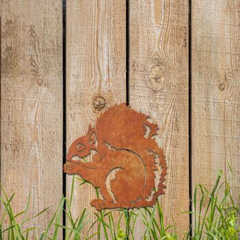 Rusty Metal Sitting Squirrel Metal Garden Ornament, 8 of 10