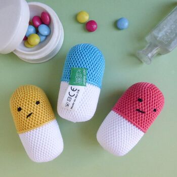 Crocheted Pill Rattle Science Soft Toy, 5 of 7