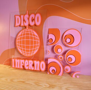 Disco Inferno Clear Acrylic Vinyl Plaque Decor, 5 of 7