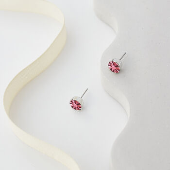 Pink Swarovski Crystal Stud Earrings, 2 of 6