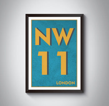Nw11 Barnet London Typography Postcode Print, 5 of 10