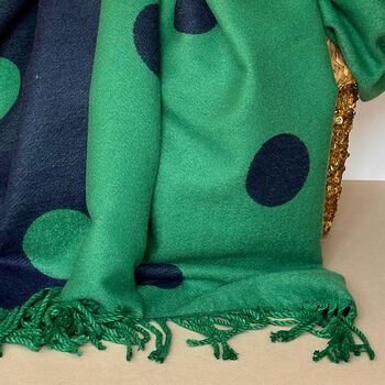 Cashmere Blend Dots Scarf In Green, 3 of 5
