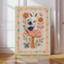 Rabbit Reading Toadstool Nursery Art Print, thumbnail 1 of 4