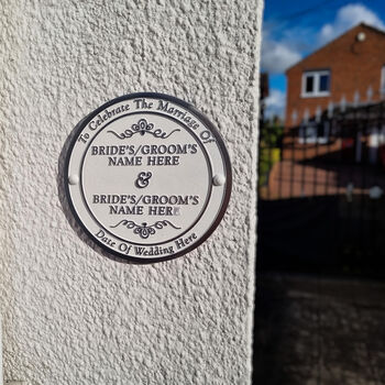 Personalised Round Wedding Heritage Aluminium Gift Plaque, 6 of 6