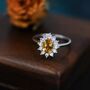 Genuine Citrine And Cz Halo Ring Sterling Silver, thumbnail 5 of 11