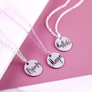 Sterling Silver Engraved Name Necklace, 8 of 12