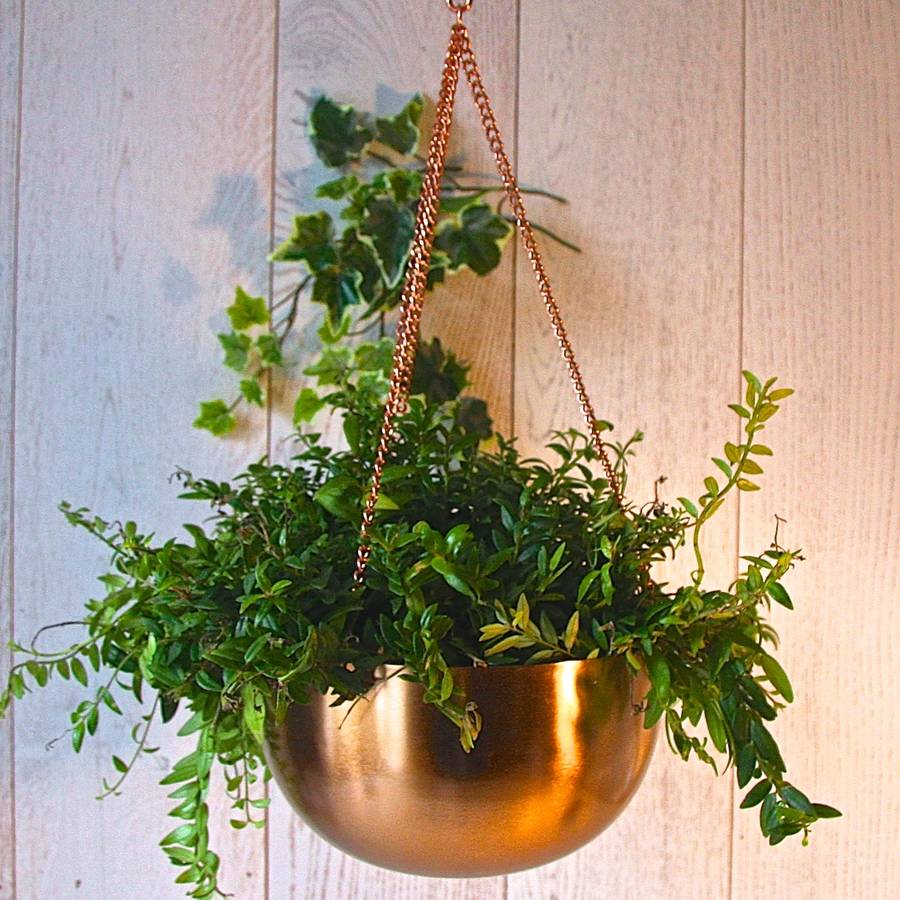 Copper Hanging Bowl Planter By London Garden Trading 9608