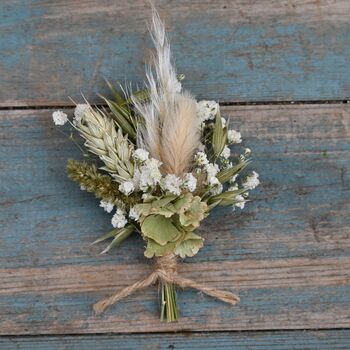 Set Of Three Wedding Dried Flower Dainty Buttonholes Meadow Neutrals, 4 of 4