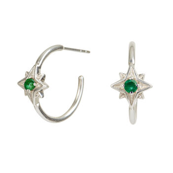 Guiding North Star September Birthstone Silver Hoops, 4 of 12