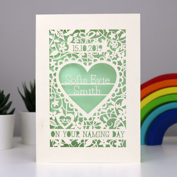 Personalised Papercut Naming Day Card, 5 of 5