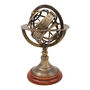 22cm Bronze Armillary Sphere With Wooden Base, thumbnail 1 of 9