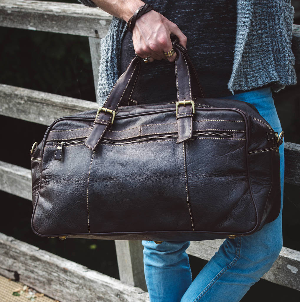 Thick Oiled Leather Travel Holdall By Wombat | notonthehighstreet.com
