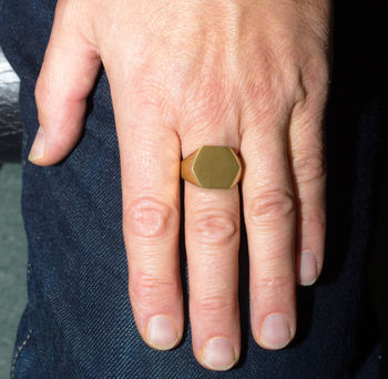 Men's Hexagonal 18k Gold Plated Silver Signet Ring, 2 of 6