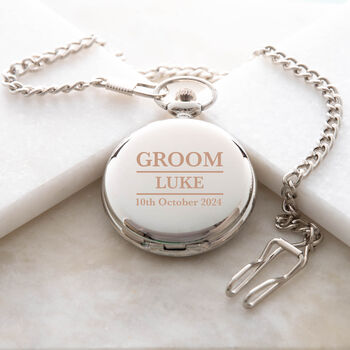 Personalised Silver Wedding Fob Pocket Watch And Gift Box, 2 of 8