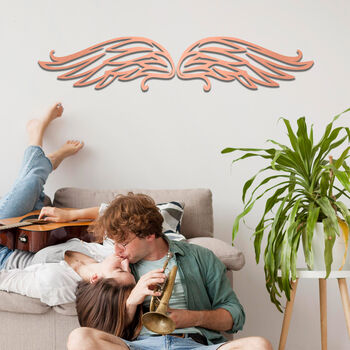 Heavenly Wings Wooden Wall Art Angelic Feathered Decor, 4 of 8
