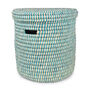 Turquoise Check Lidded Laundry Basket, thumbnail 4 of 5