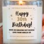 30th Birthday Gift, Personalised Happy 30th Birthday Candle, thumbnail 4 of 5