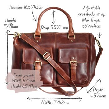 Brown Leather Tote Bag With Pockets, 6 of 6