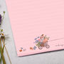 A4 Pink Letter Writing Paper With Cycling Fox And Robin, thumbnail 2 of 4