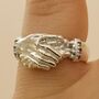 Skeleton Fede Handshake Ring With Sapphire Cuffs, thumbnail 1 of 4