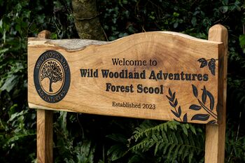 Engraved Live Edge Oak Plaque On Two 1m Posts, 8 of 12