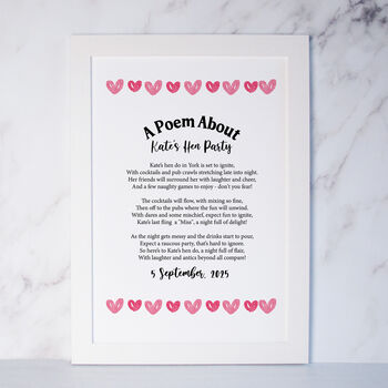 Personalised Hen Party Print Special Poem For Bride To Be, 3 of 4