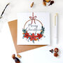Merry Christmas Card, Floral Wreath, thumbnail 1 of 3