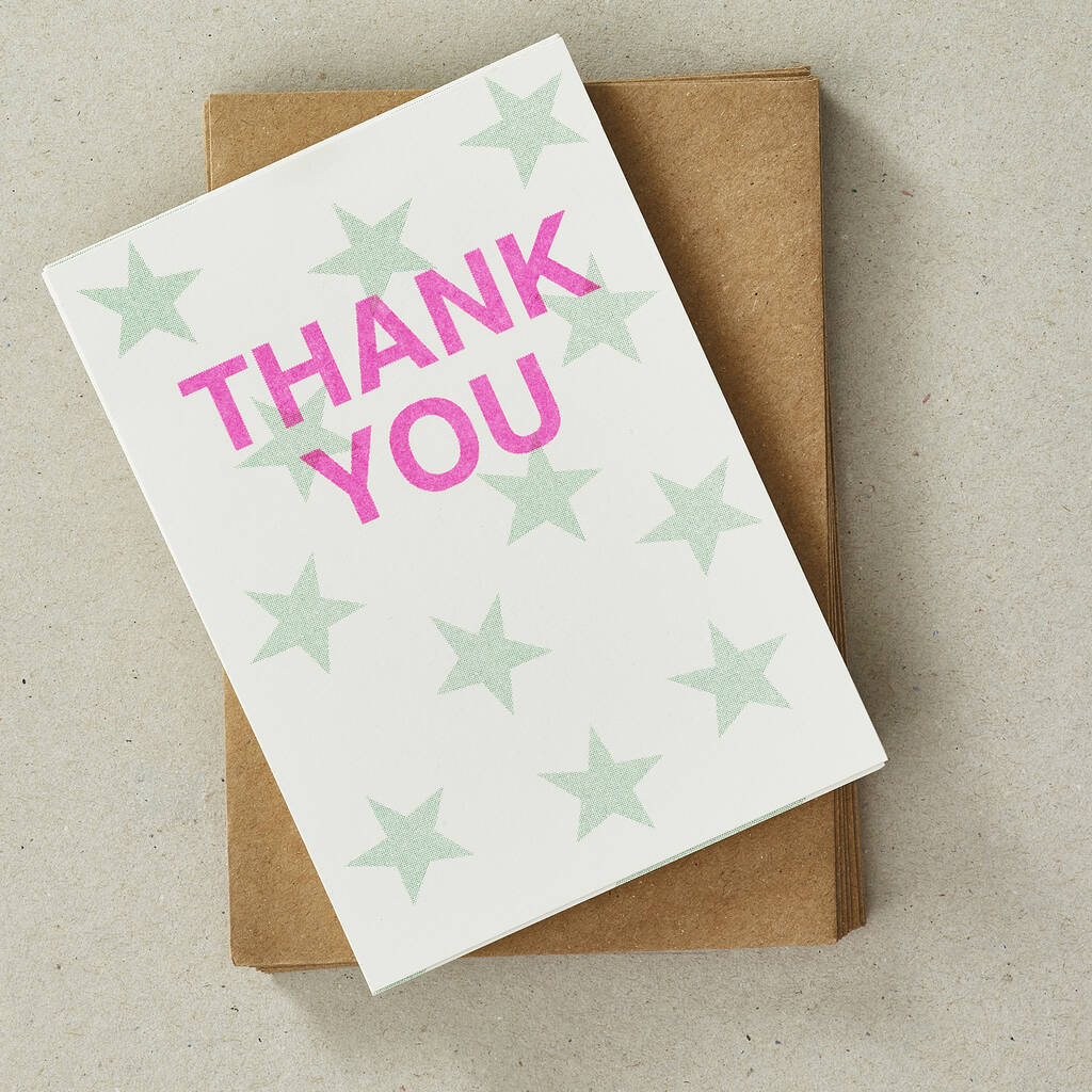 12 Thank You Postcards Mint Stars By Petra boase Ltd