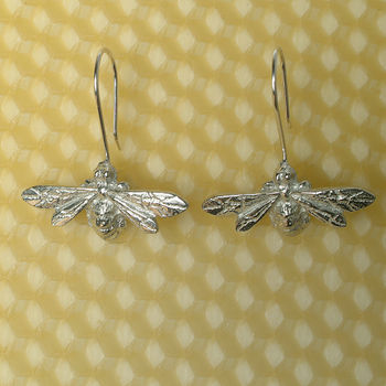 Honey Bee Drop Earrings, Pewter And Silver Bee Gifts, 2 of 6