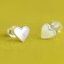 Sterling Silver Heart Studs With Pearl Detail, thumbnail 2 of 10