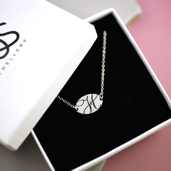 Oval Initial Necklace In Sterling Silver, 3 of 6