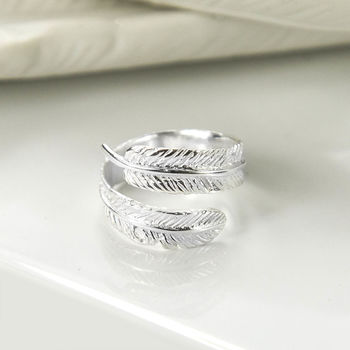 Sterling Silver Angelic Feather Ring, 6 of 7