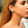 Blue Opal Clover Sterling Silver Stud Earring In Gold, thumbnail 1 of 5
