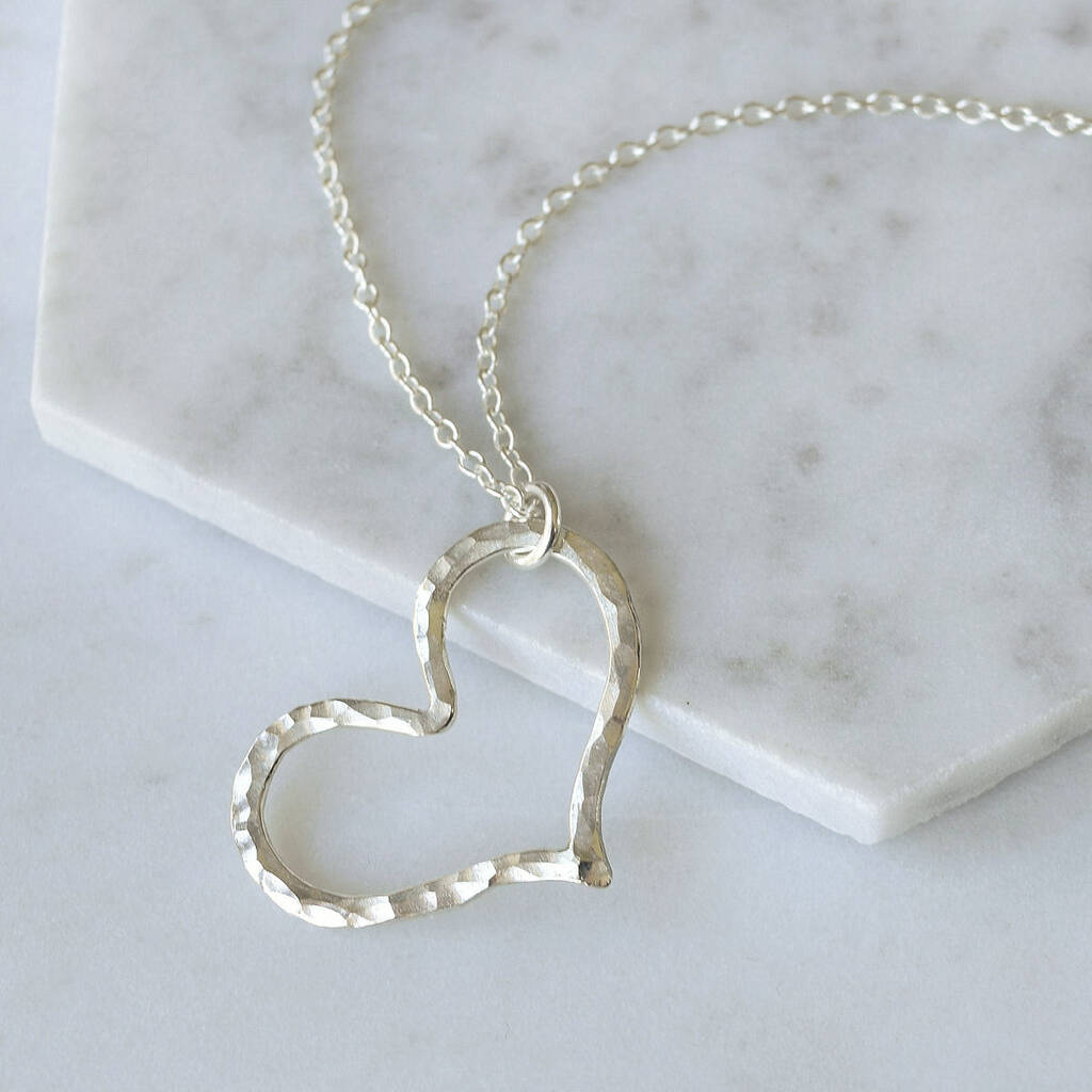 Sterling Silver Hammered Heart Necklace By Mia Belle ...