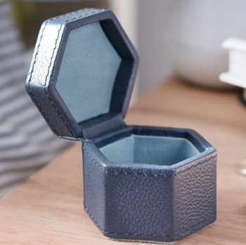Hexagonal Leather Ring Box Two Colours, 7 of 11