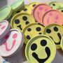 Smiley Face Coasters/ Tray Neon Green Set Of Two, thumbnail 5 of 8