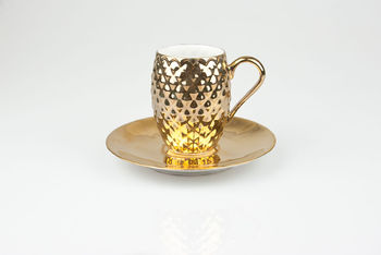 Gold Pineapple Patterned Cup And Saucer, 6 of 6