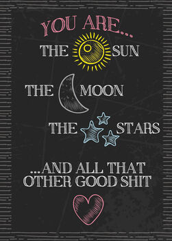 Sun Moon Stars Funny Valentines Card, 2 of 2