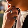 Square Signet Onyx Ring Polished Steel Ring For Men, thumbnail 1 of 12
