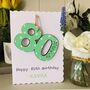 Personalised 80th Birthday Card Wooden Number Gift, thumbnail 5 of 5