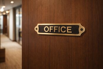 Custom Solid Brass Office Plaque With Black Finish, 3 of 7