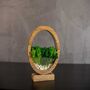 Round Wood Table Lamp With Preserved Moss, thumbnail 5 of 12