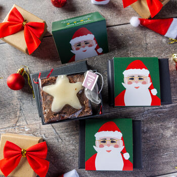 Christmas 'Santa' Mini Mince Pie Brownie And Tea, 2 of 2