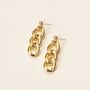 Gold Plated Curb Chain Stud Drop Earrings, thumbnail 3 of 9