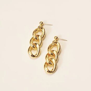 Gold Plated Curb Chain Stud Drop Earrings, 3 of 9